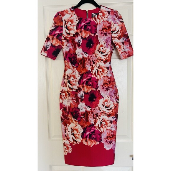 Vince Camuto Dresses & Skirts - Vince Camuto Floral Scuba Sheath Dress Sz 2 Rose Garden Party Resort Wear EUC